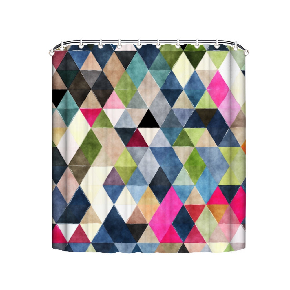 Colorful Mosaic Printed Shower Curtain For Modern Bathroom
