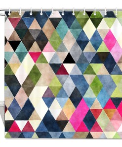 Colorful Mosaic Printed Shower Curtain For Modern Bathroom