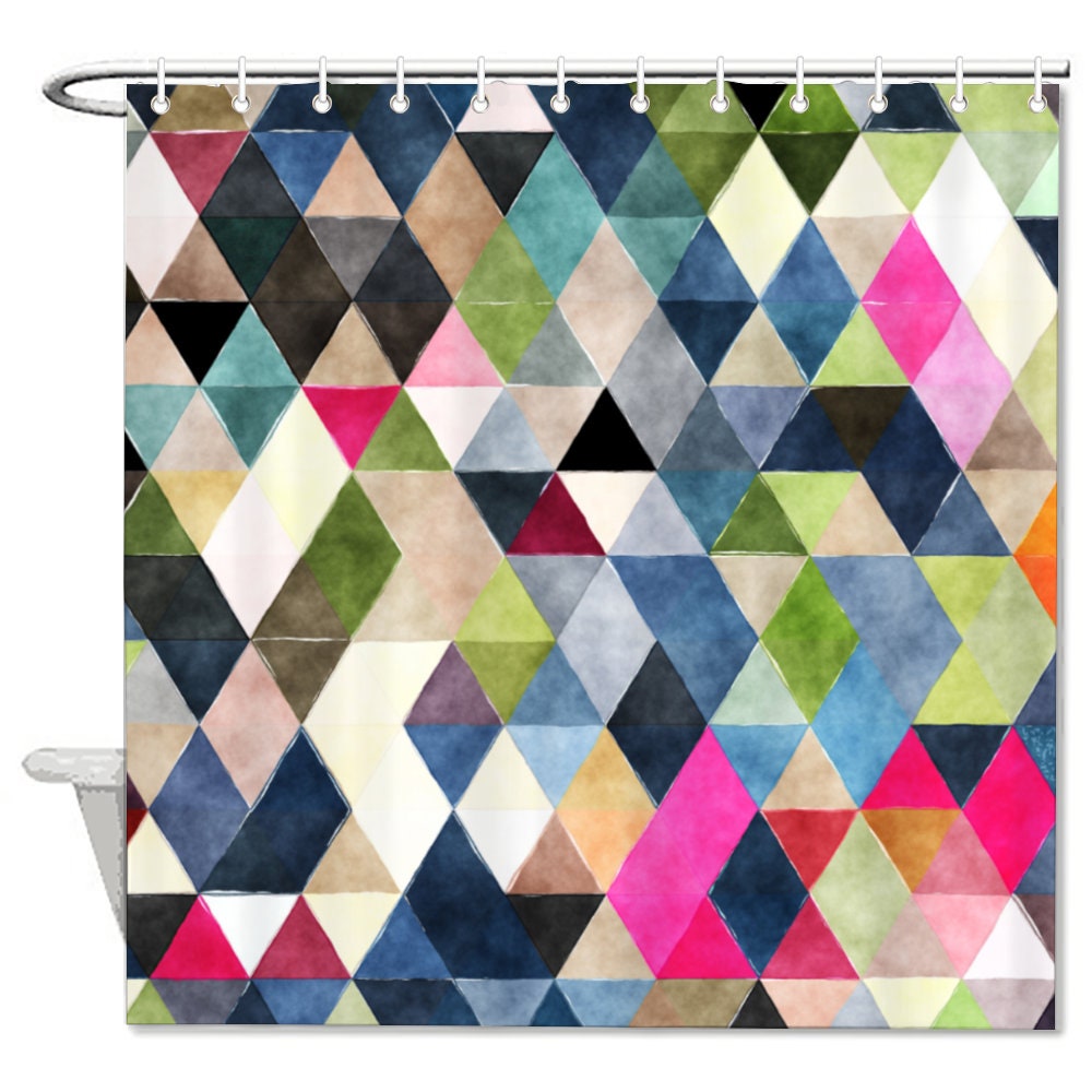 Colorful Mosaic Printed Shower Curtain For Modern Bathroom