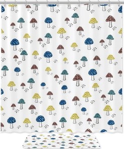Colorful Mushroom Print Shower Curtain For Unique Bathroom Decoration