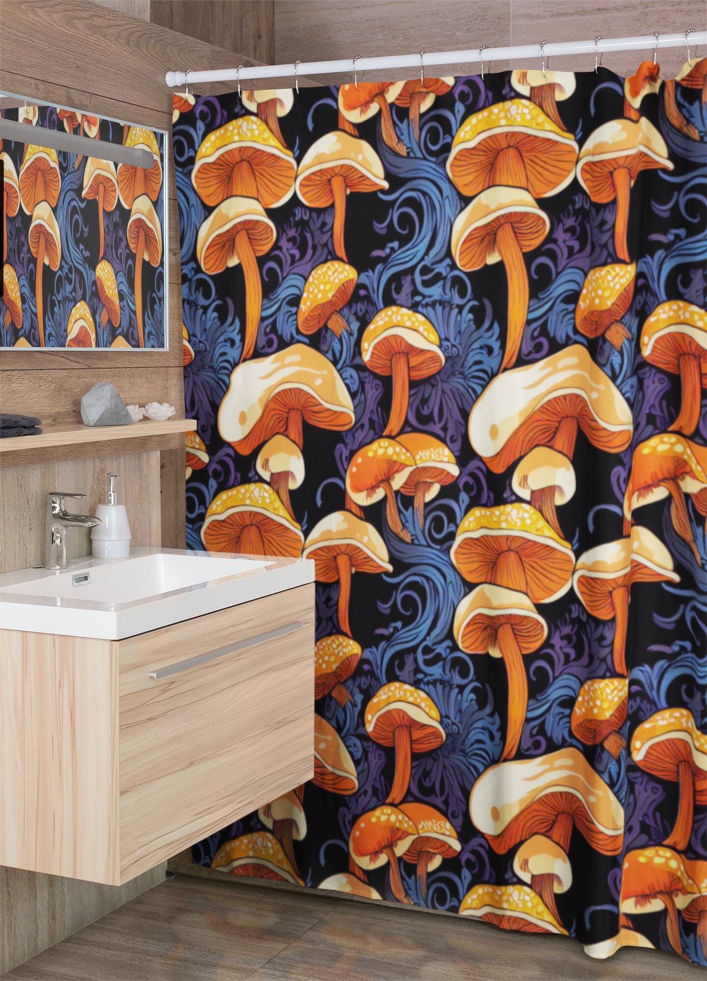 Colorful Mushroom Shower Curtain - Fun and Cheerful Bathroom Decor