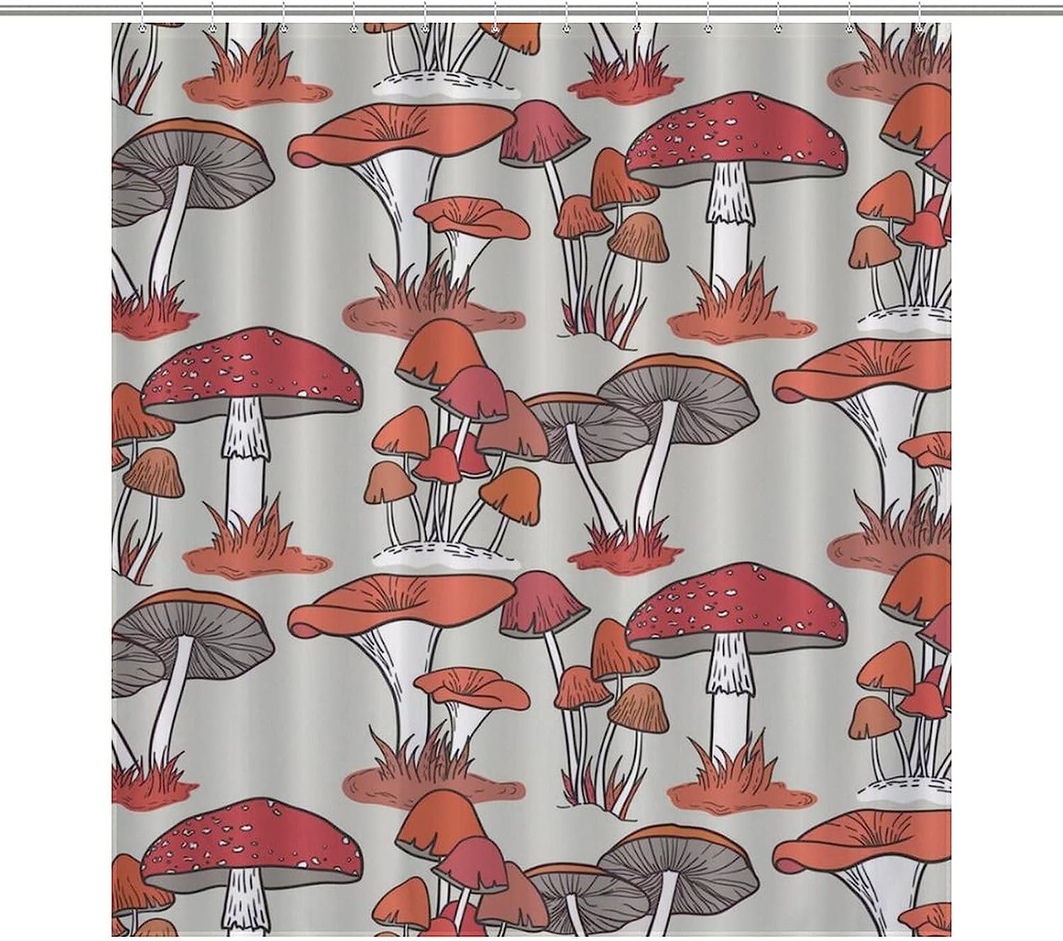 Colorful Mushrooms Waterproof Shower Curtain For Bathroom Decoration
