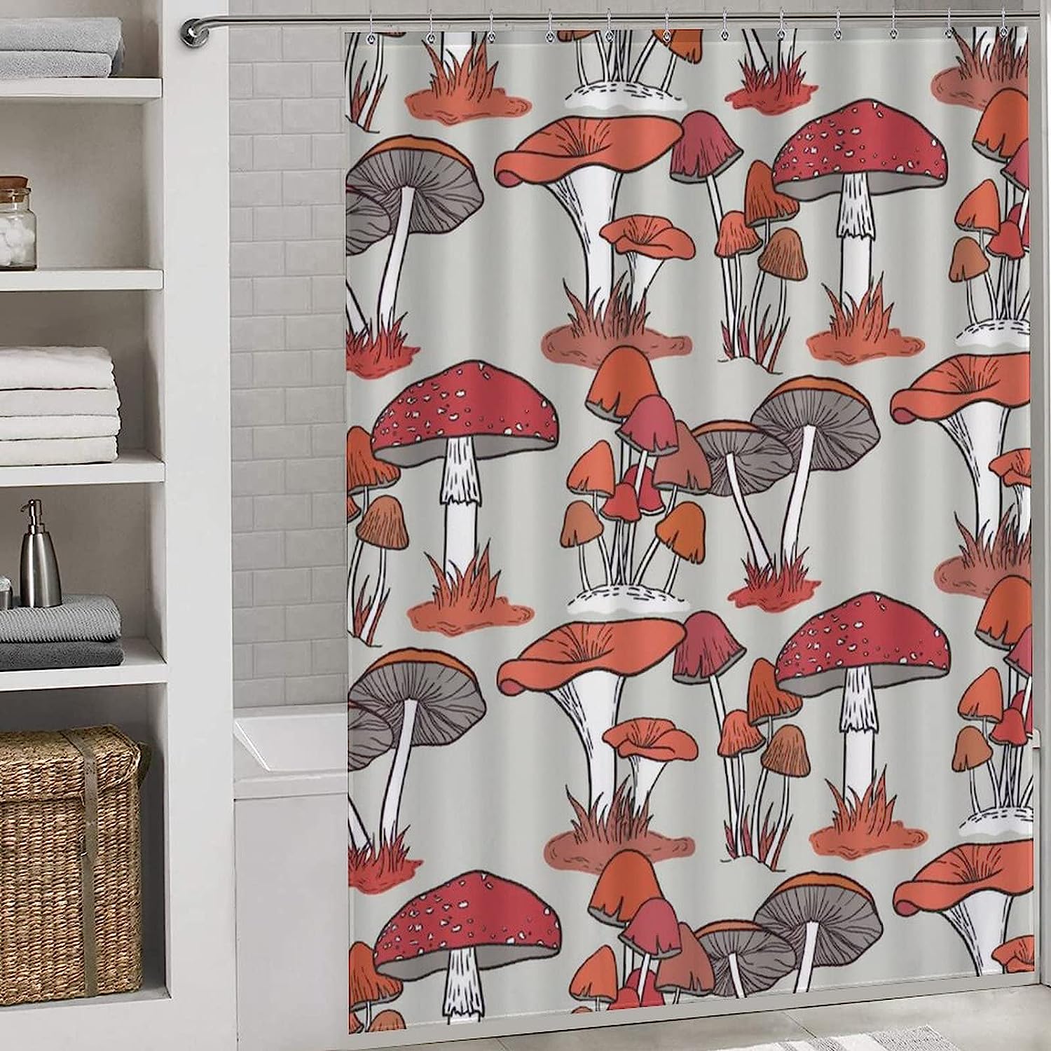 Colorful Mushrooms Waterproof Shower Curtain For Bathroom Decoration - Image 2