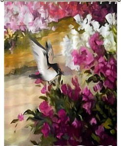 Colorful Nature Painting Shower Curtain for a Serene Bathroom Retreat