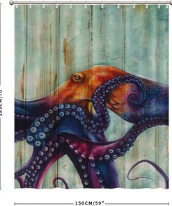 Colorful Octopus Art Print Shower Curtain for Kids Bathroom Decor