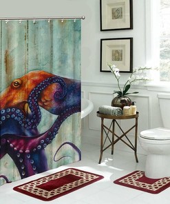 Colorful Octopus Art Print Shower Curtain for Kids Bathroom Decor