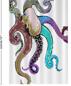 Colorful Octopus Art Sea Animal Waterproof Fabric Shower Curtain for Ocean Lovers