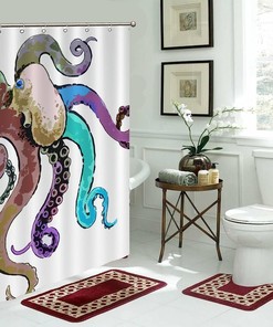 Colorful Octopus Art Sea Animal Waterproof Fabric Shower Curtain for Ocean Lovers