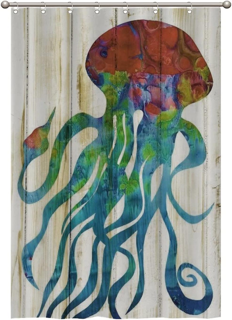 Colorful Octopus Art Shower Curtain - Underwater Creature Bathroom Decor