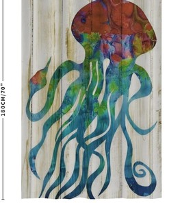 Colorful Octopus Art Shower Curtain - Underwater Creature Bathroom Decor