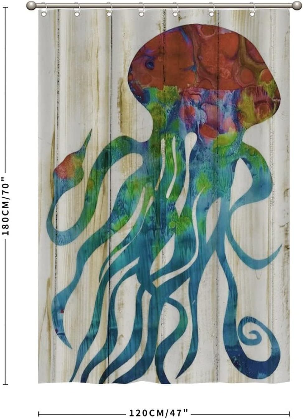 Colorful Octopus Art Shower Curtain - Underwater Creature Bathroom Decor