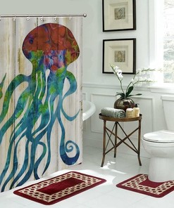 Colorful Octopus Art Shower Curtain - Underwater Creature Bathroom Decor