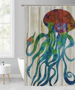Colorful Octopus Art Shower Curtain - Underwater Creature Bathroom Decor
