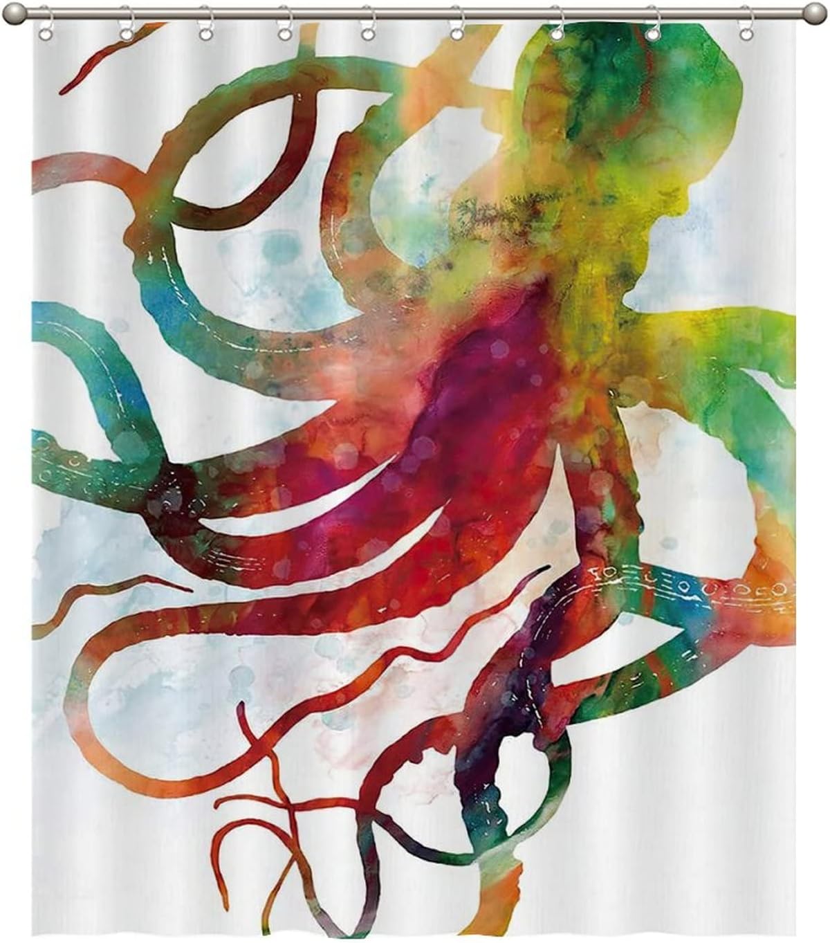 Colorful Octopus Fabric Shower Curtain - Vibrant Marine Life Bathroom Decor