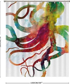 Colorful Octopus Fabric Shower Curtain - Vibrant Marine Life Bathroom Decor