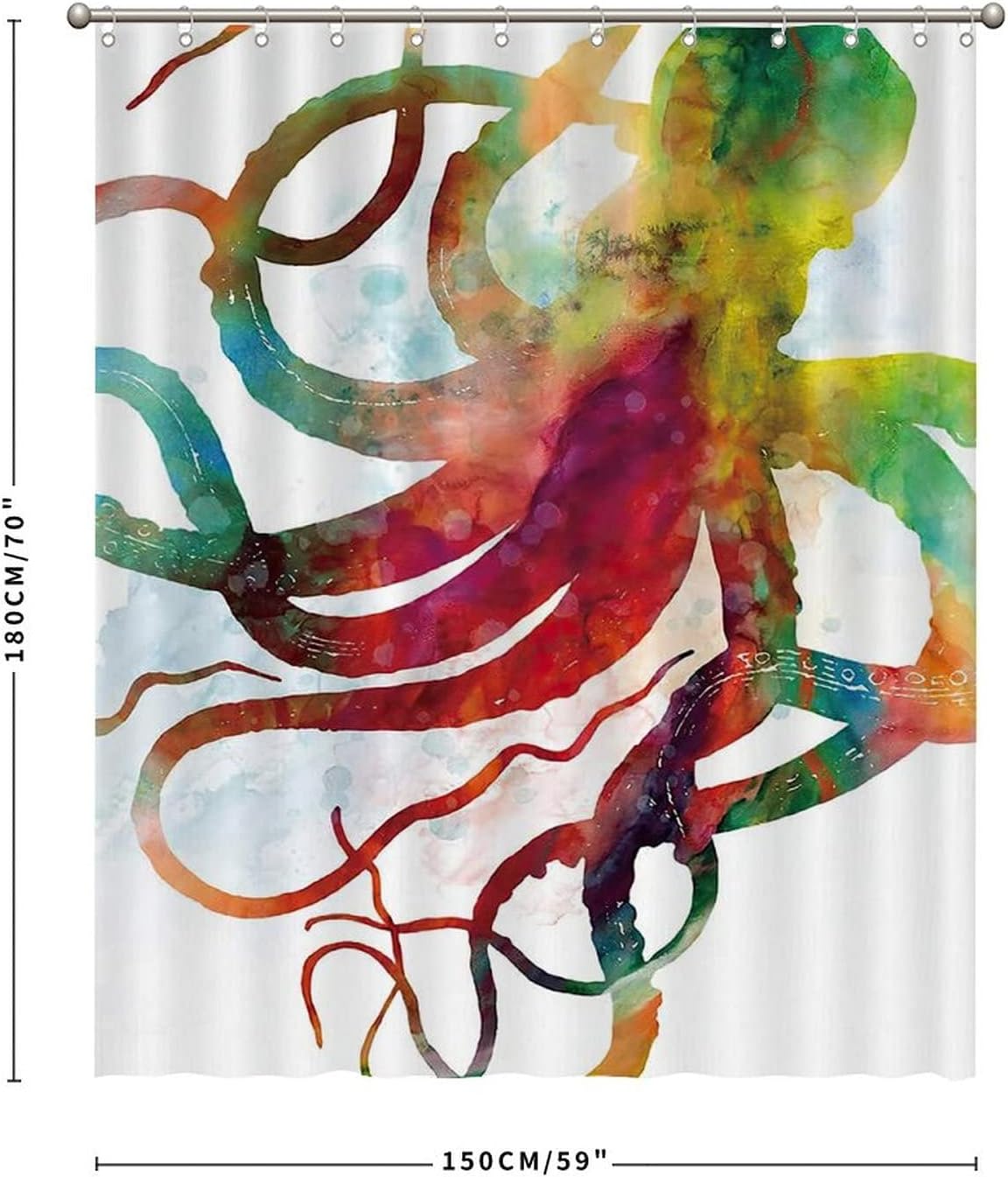 Colorful Octopus Fabric Shower Curtain - Vibrant Marine Life Bathroom Decor