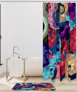 Colorful Octopus Print Shower Curtain Waterproof Fabric for a Vibrant Bathroom Decor
