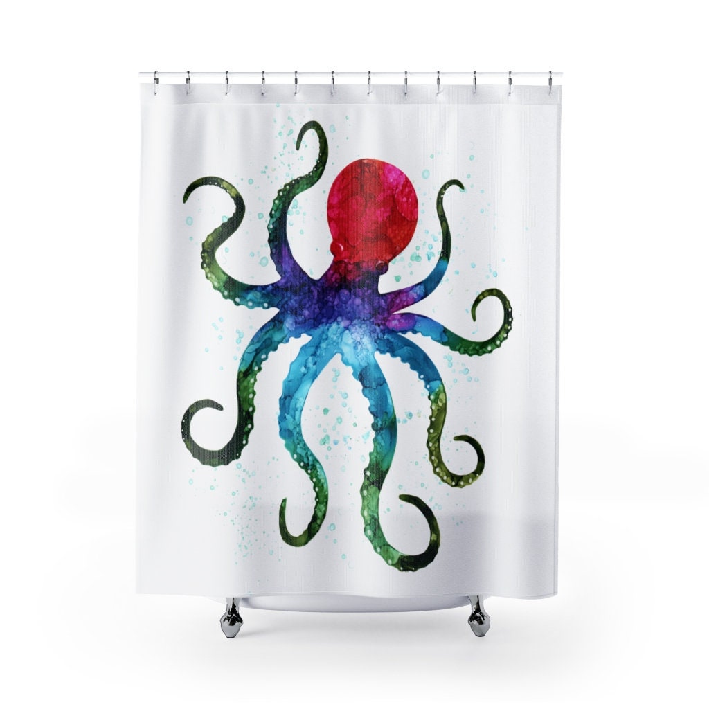Colorful Octopus Sea Animals Coastal Shower Curtain for Bathroom