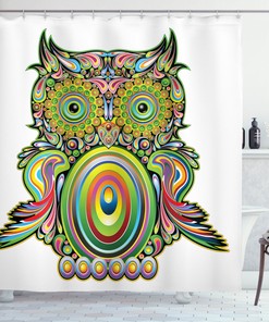 Colorful Owl Legend Eye Artwork Shower Curtain with Modern Ethnic Style 