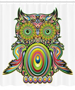Colorful Owl Legend Eye Artwork Shower Curtain with Modern Ethnic Style