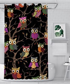 Colorful Owl On The Tree Soft Hotel Quality Shower Liner Cloth Shower Curtain