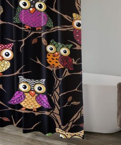 Colorful Owl On The Tree Soft Hotel Quality Shower Liner Cloth Shower Curtain