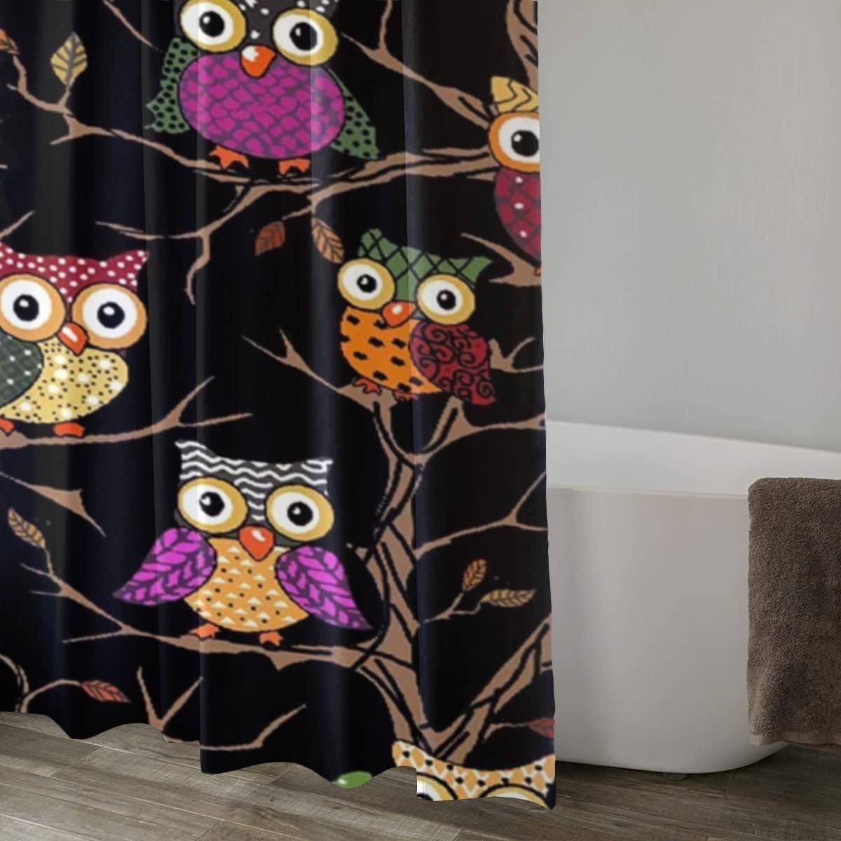 Colorful Owl On The Tree Soft Hotel Quality Shower Liner Cloth Shower Curtain
