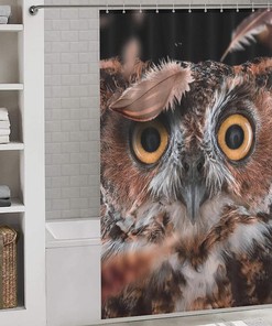 Colorful Owl Shower Curtain for Bathroom Decor, Waterproof Fabric with Unique Roaring Design and Gift Ideas