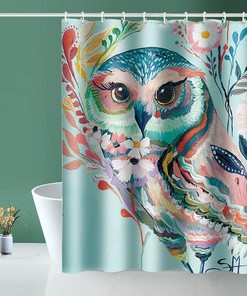 Colorful Owl Shower Stall Curtain for Your Home or Hotel Bathroom