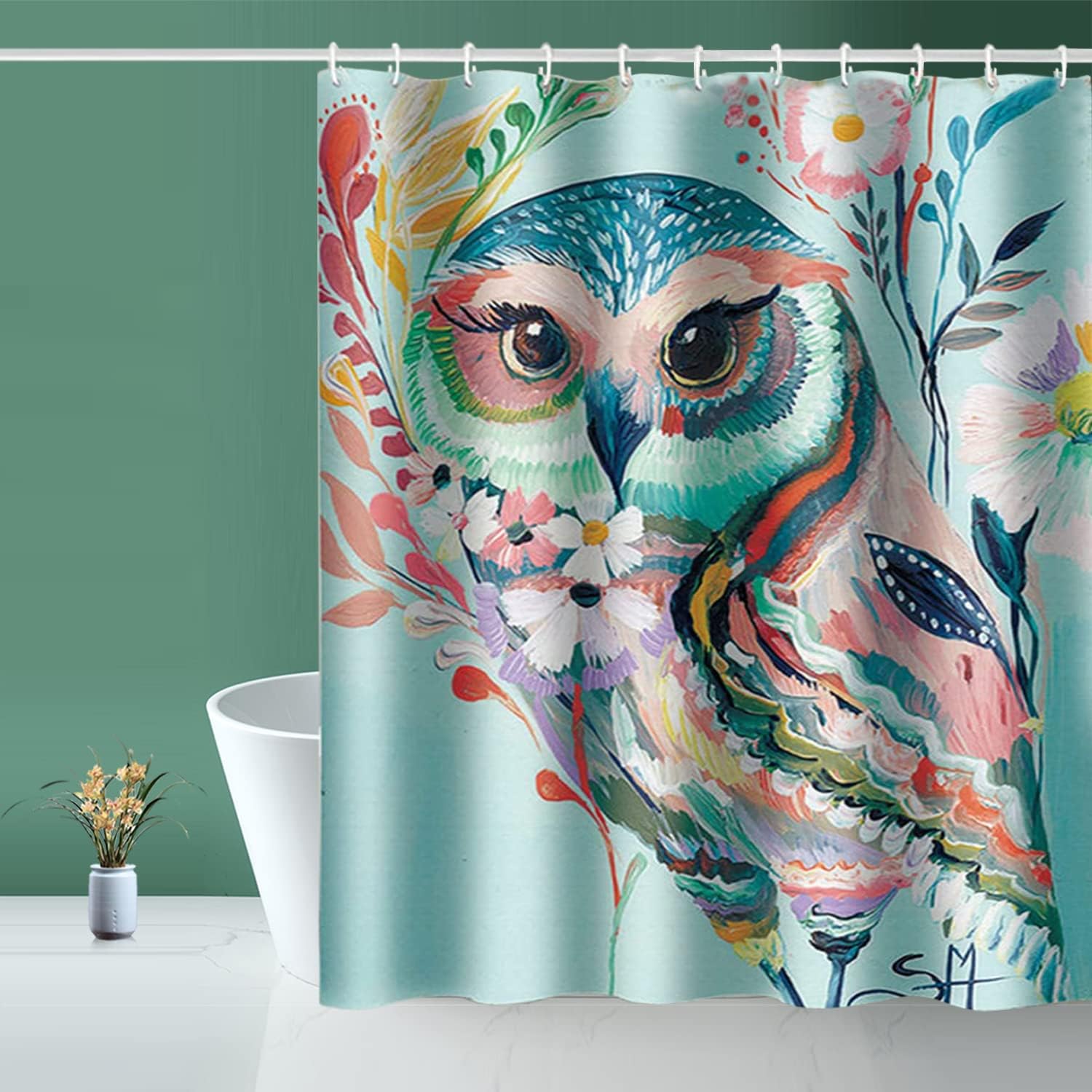 Colorful Owl Shower Stall Curtain for Your Home or Hotel Bathroom
