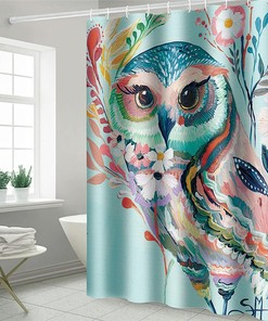 Colorful Owl Shower Stall Curtain for Your Home or Hotel Bathroom
