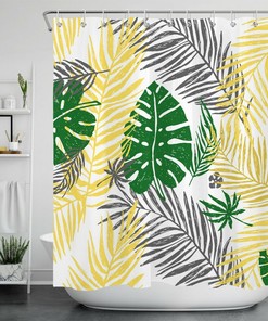 Colorful Palm Leaf Botanical Shower Curtain