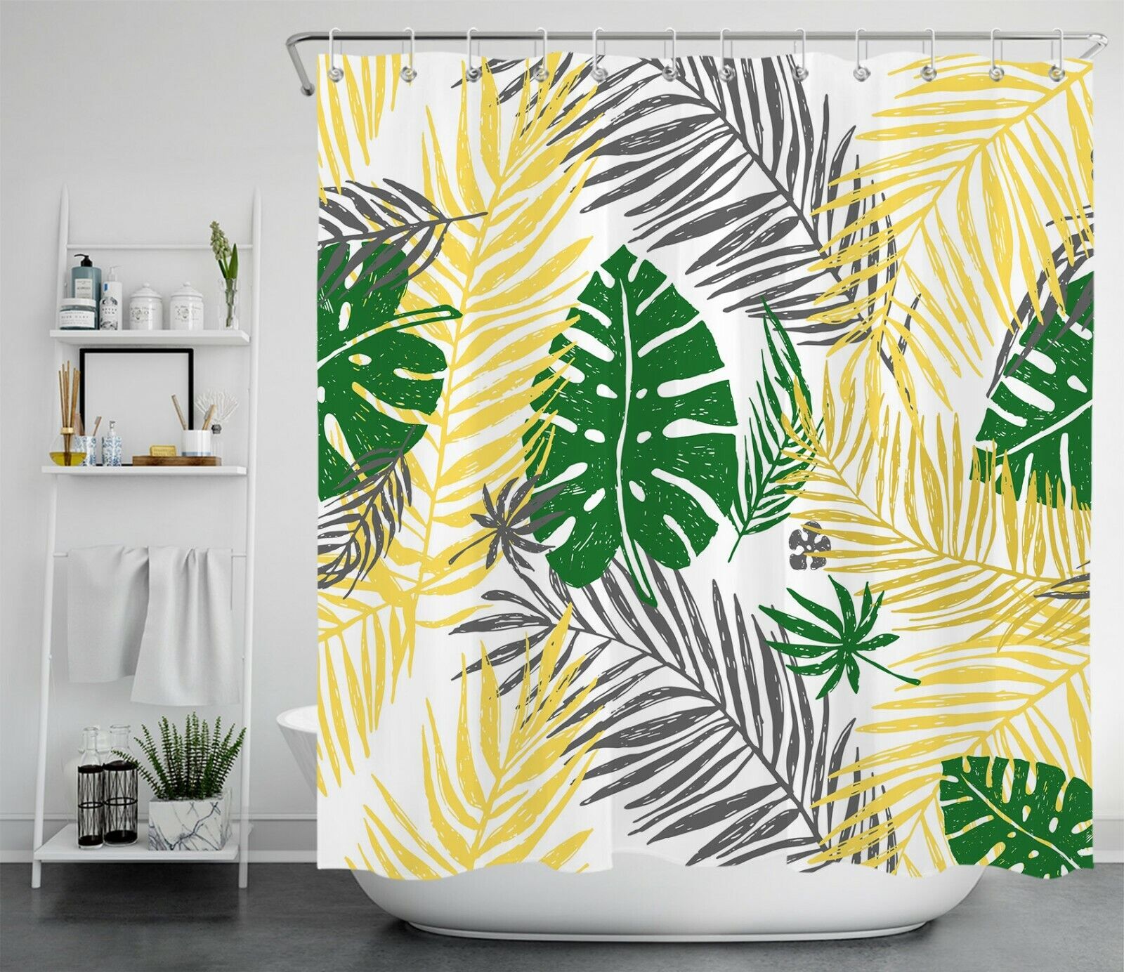 Colorful Palm Leaf Botanical Shower Curtain