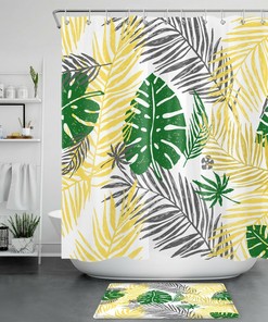 Colorful Palm Leaf Botanical Shower Curtain
