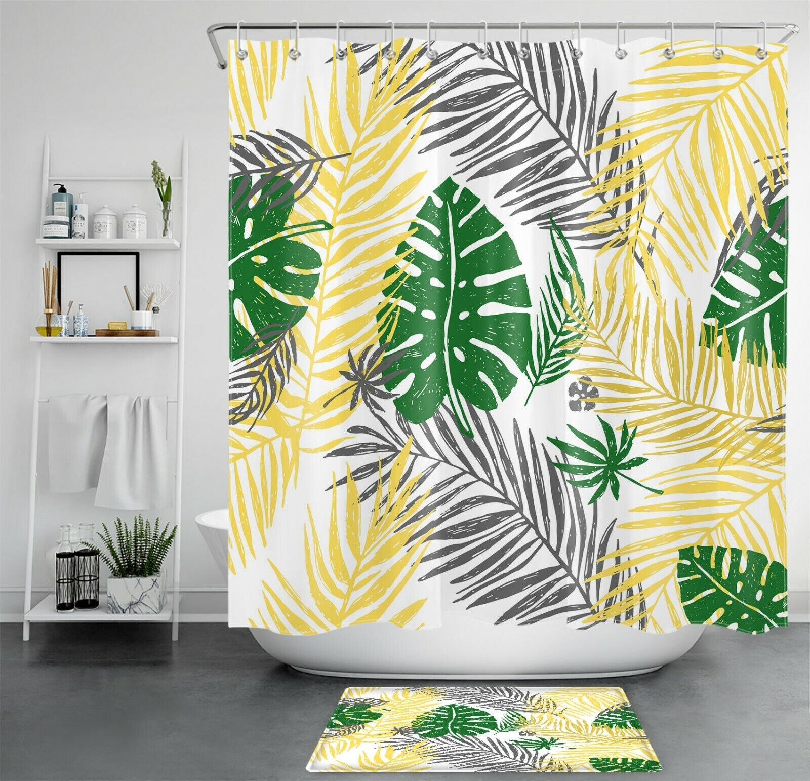 Colorful Palm Leaf Botanical Shower Curtain
