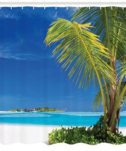 Colorful Palm Leaf Shower Curtain For Tropical Bathroom Charm