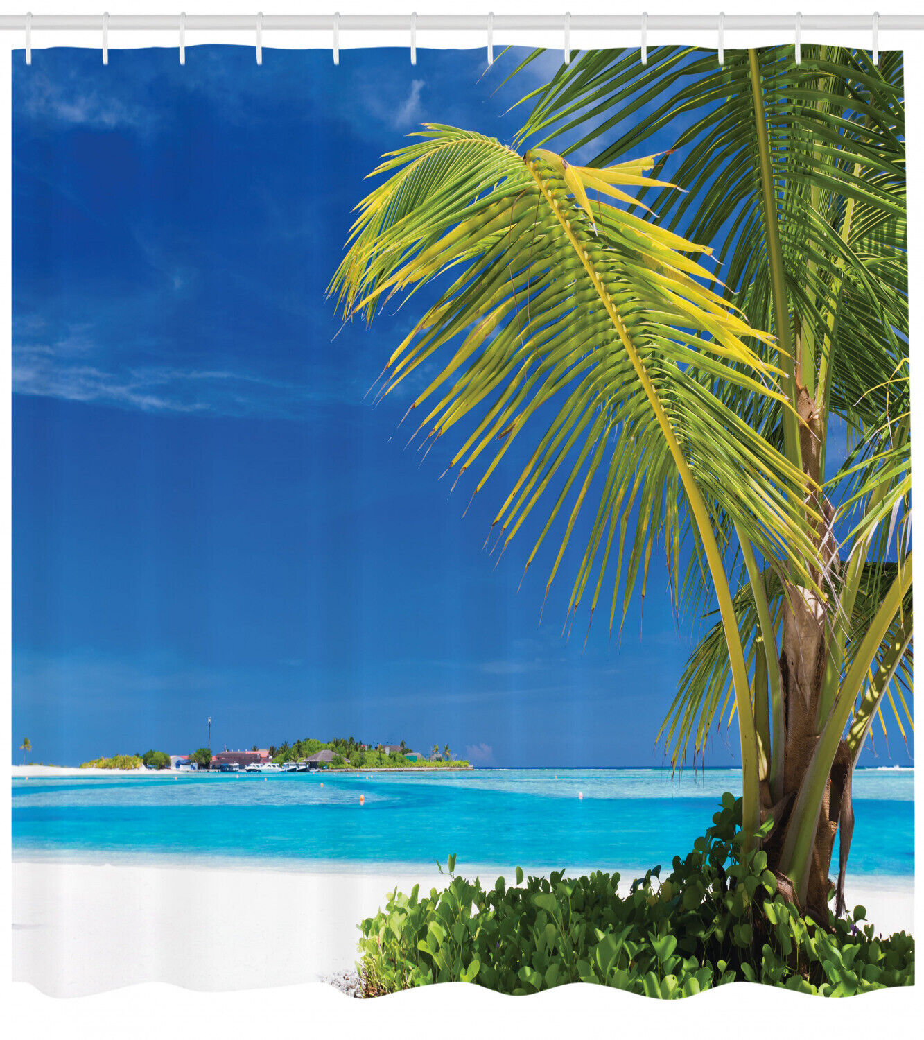 Colorful Palm Leaf Shower Curtain For Tropical Bathroom Charm