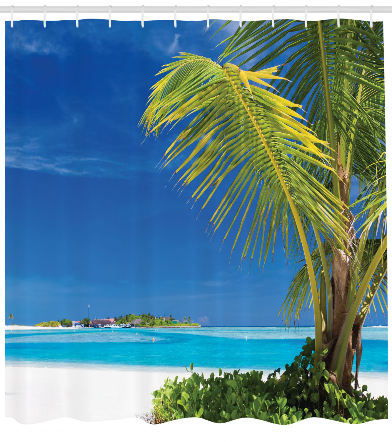 Colorful Palm Leaf Shower Curtain For Tropical Bathroom Charm - Image 4
