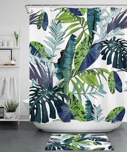 Colorful Palm Leaf Shower Curtain - Vibrant Bathroom Accessory