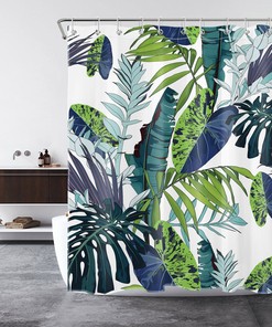 Colorful Palm Leaf Shower Curtain - Vibrant Bathroom Accessory