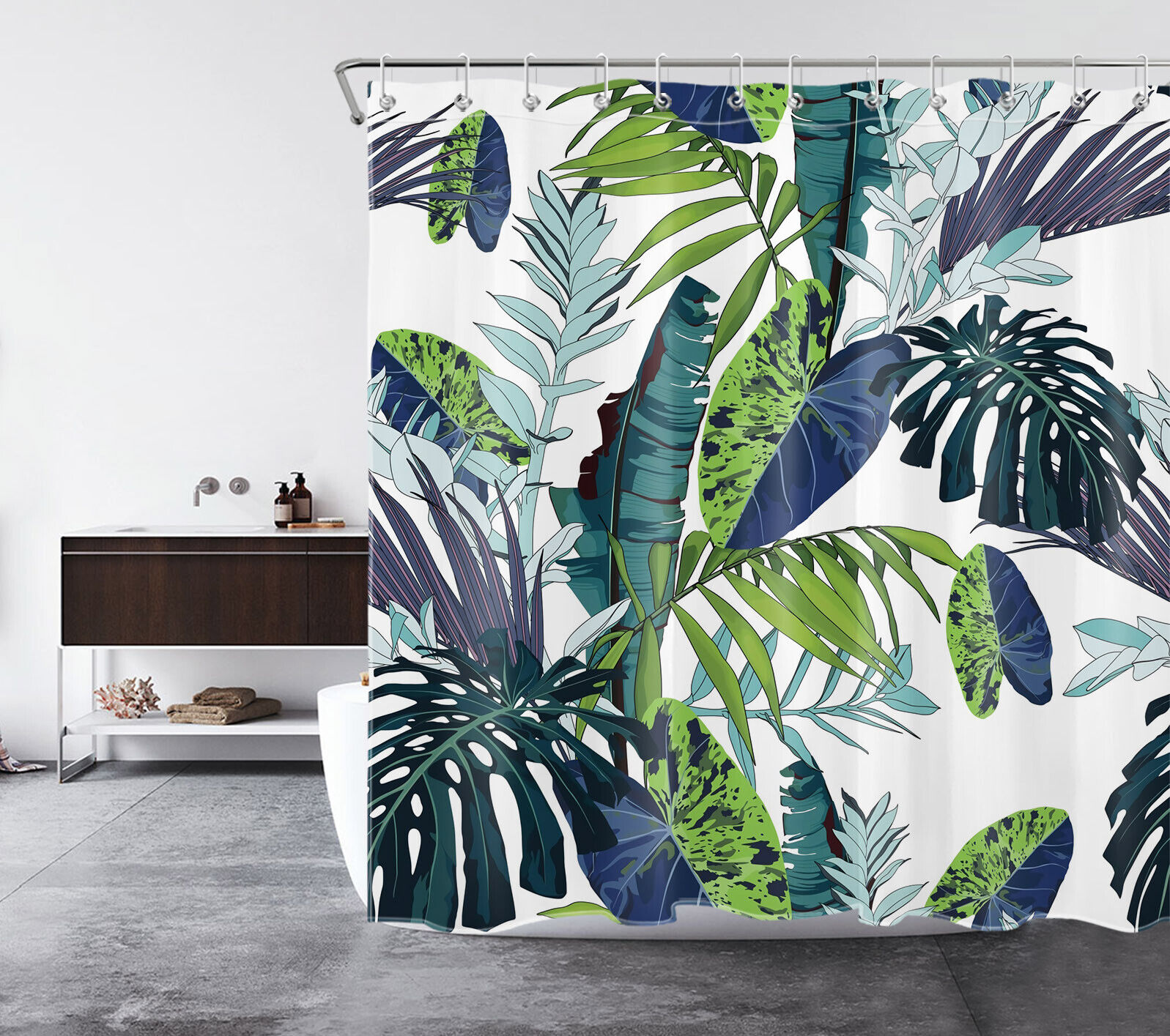 Colorful Palm Leaf Shower Curtain - Vibrant Bathroom Accessory