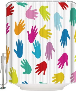 Colorful Palm Prints Shower Curtain For A Vibrant Bathroom