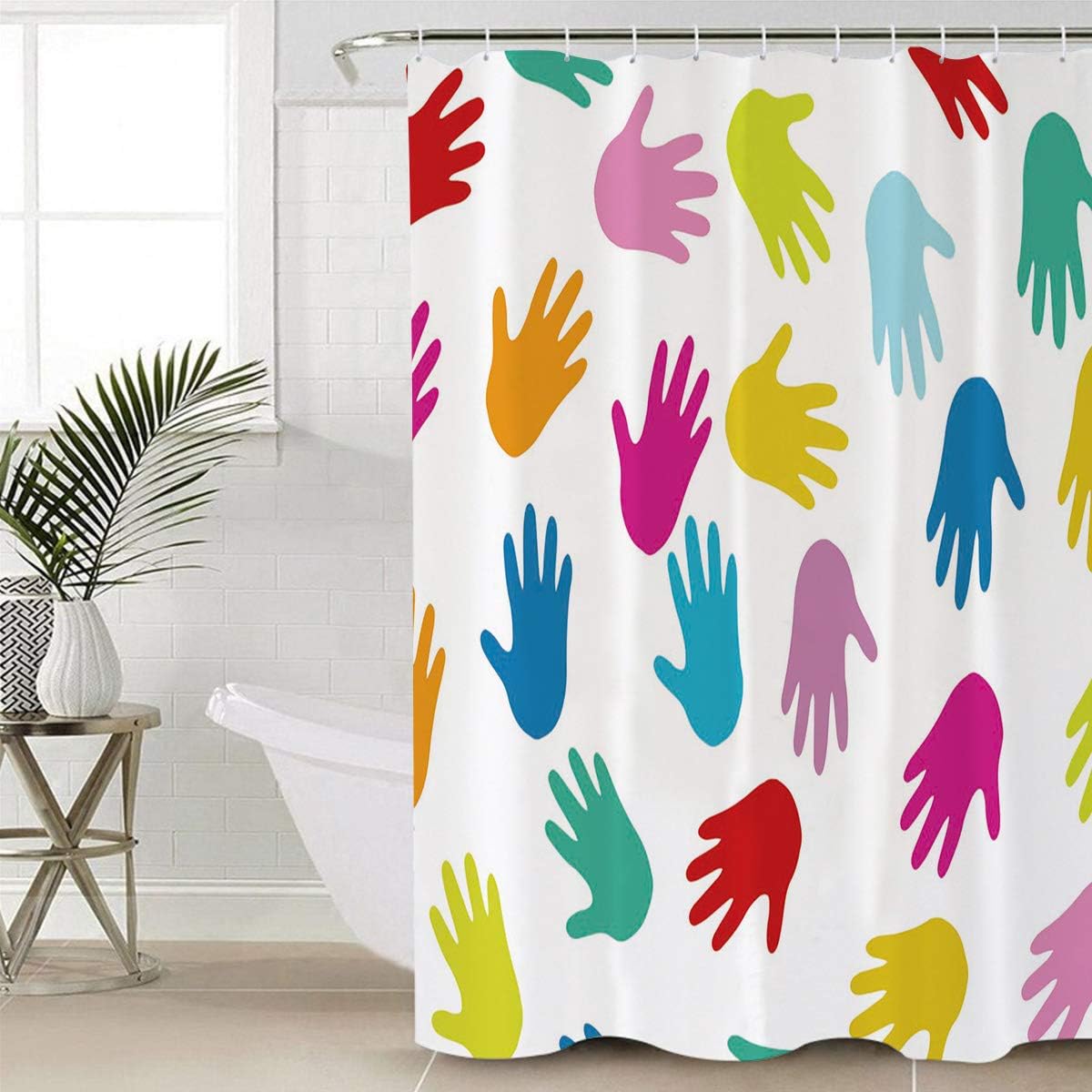 Colorful Palm Prints Shower Curtain For A Vibrant Bathroom - Image 4