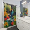Colorful Palm Trees, Birds and Flowers Lush Tropical Paradise Shower Curtain Custom Printed for Your Bathroom