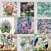 Colorful Parrot and Flamingo Tropical Shower Curtain for Bathroom Decor