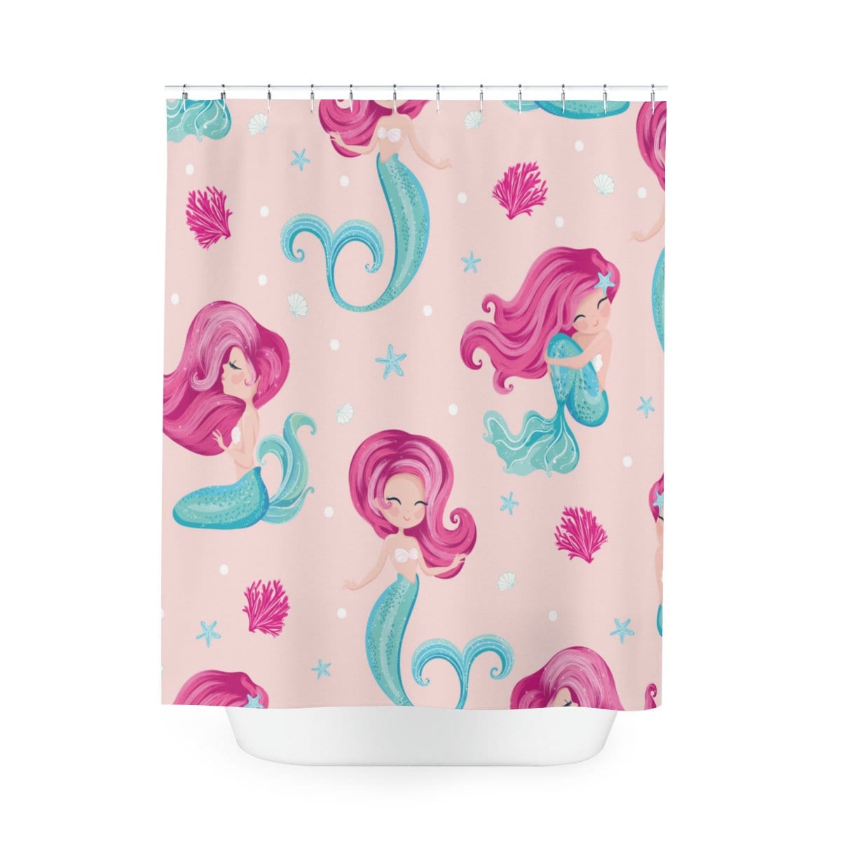 Colorful Patterned Little Mermaid Kids Shower Curtain