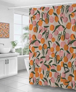 Colorful Peach Fruit Waterproof Shower Curtain for the Bathroom