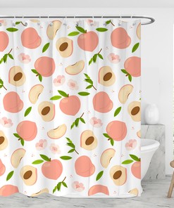 Colorful Peach Fruits Trendy Bathroom Shower Curtain