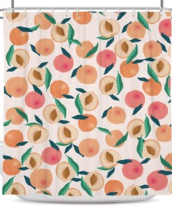 Colorful Peachy Fruits Print Shower Curtain For Bathroom Decor