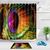 Colorful Peacock Feather Bathroom Shower Curtain With Hooks